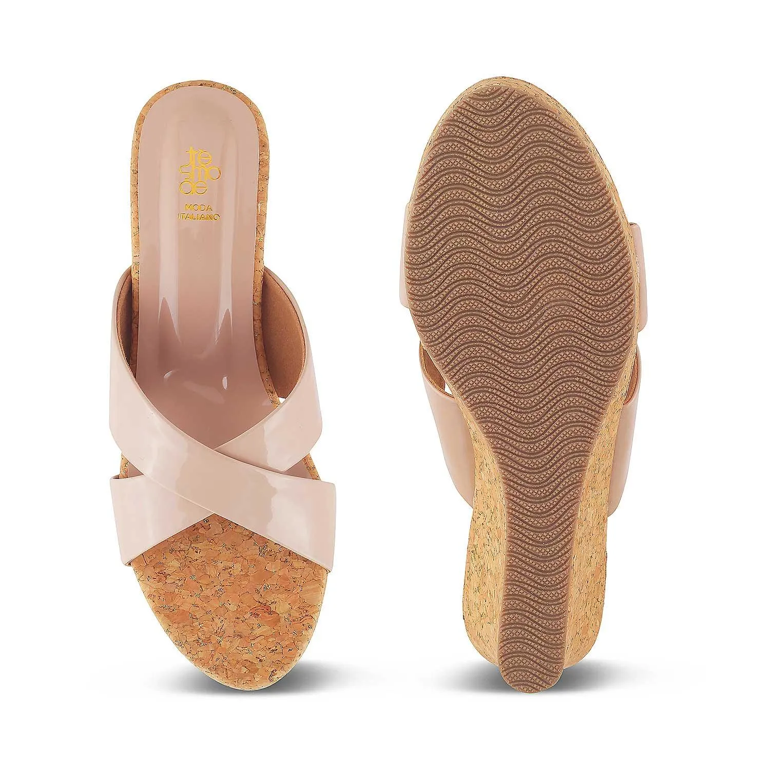 The Simi Beige Women's Dress Wedge Sandals Tresmode