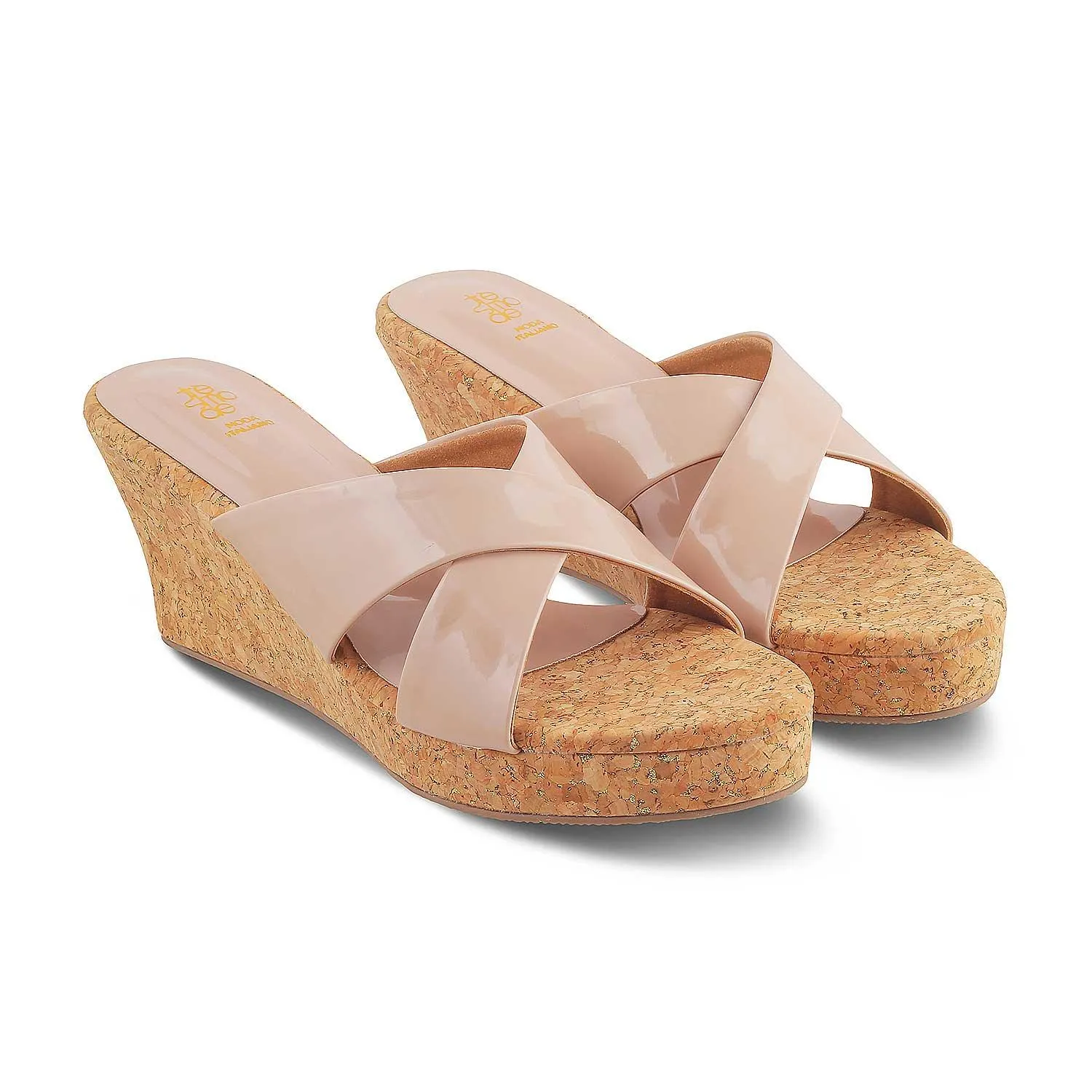 The Simi Beige Women's Dress Wedge Sandals Tresmode