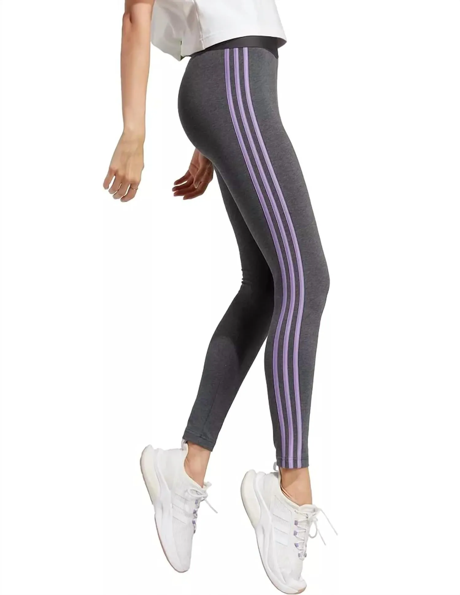 Tight Fit Athletic Leggings In Heather Grey/violet
