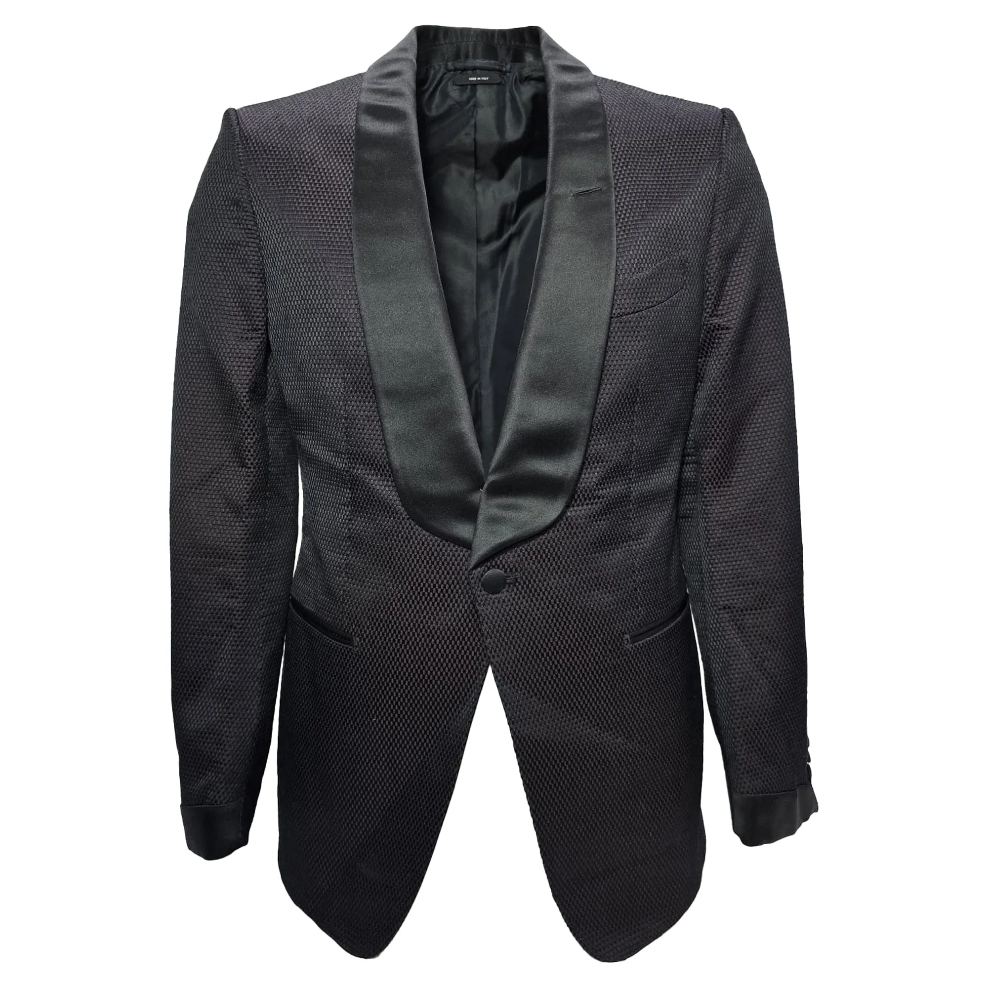 Tom Ford Smoking Single-Breasted Blazer in Black Cotton