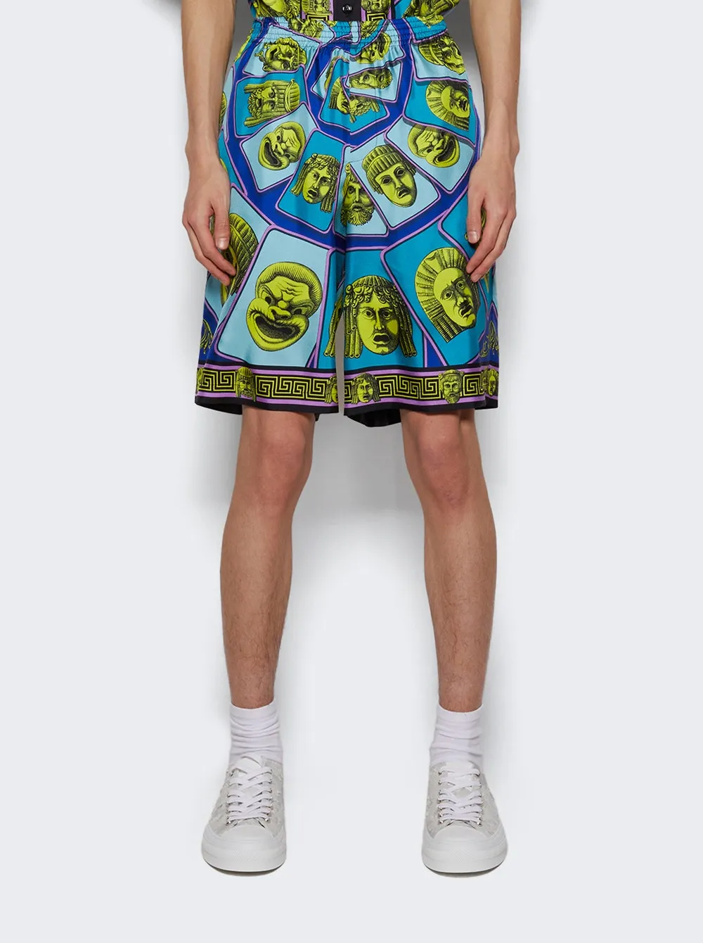 Twill Silk Mask Print Shorts