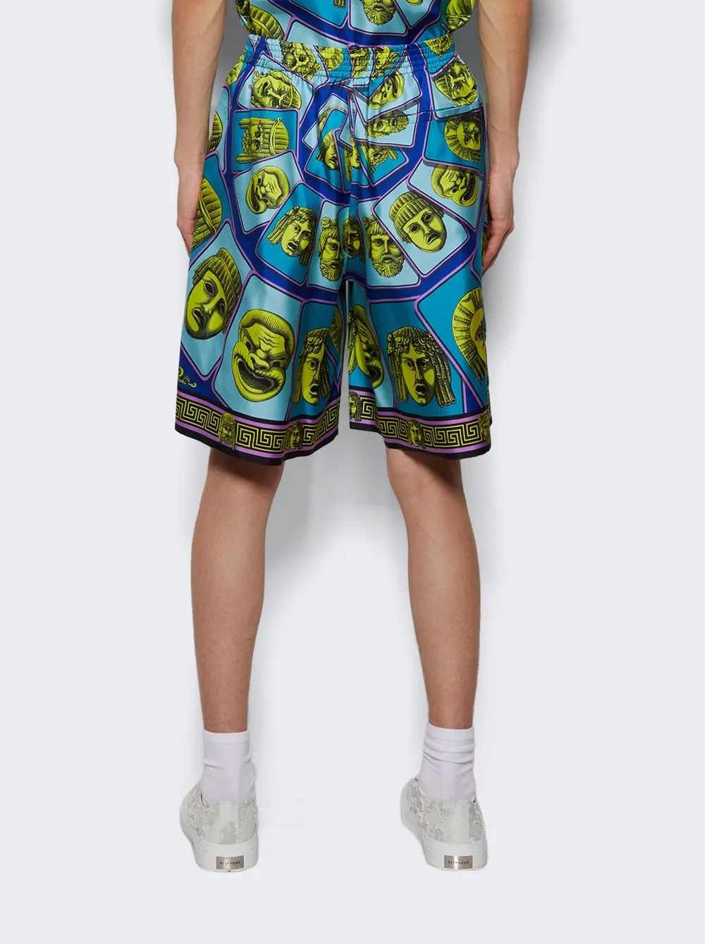 Twill Silk Mask Print Shorts