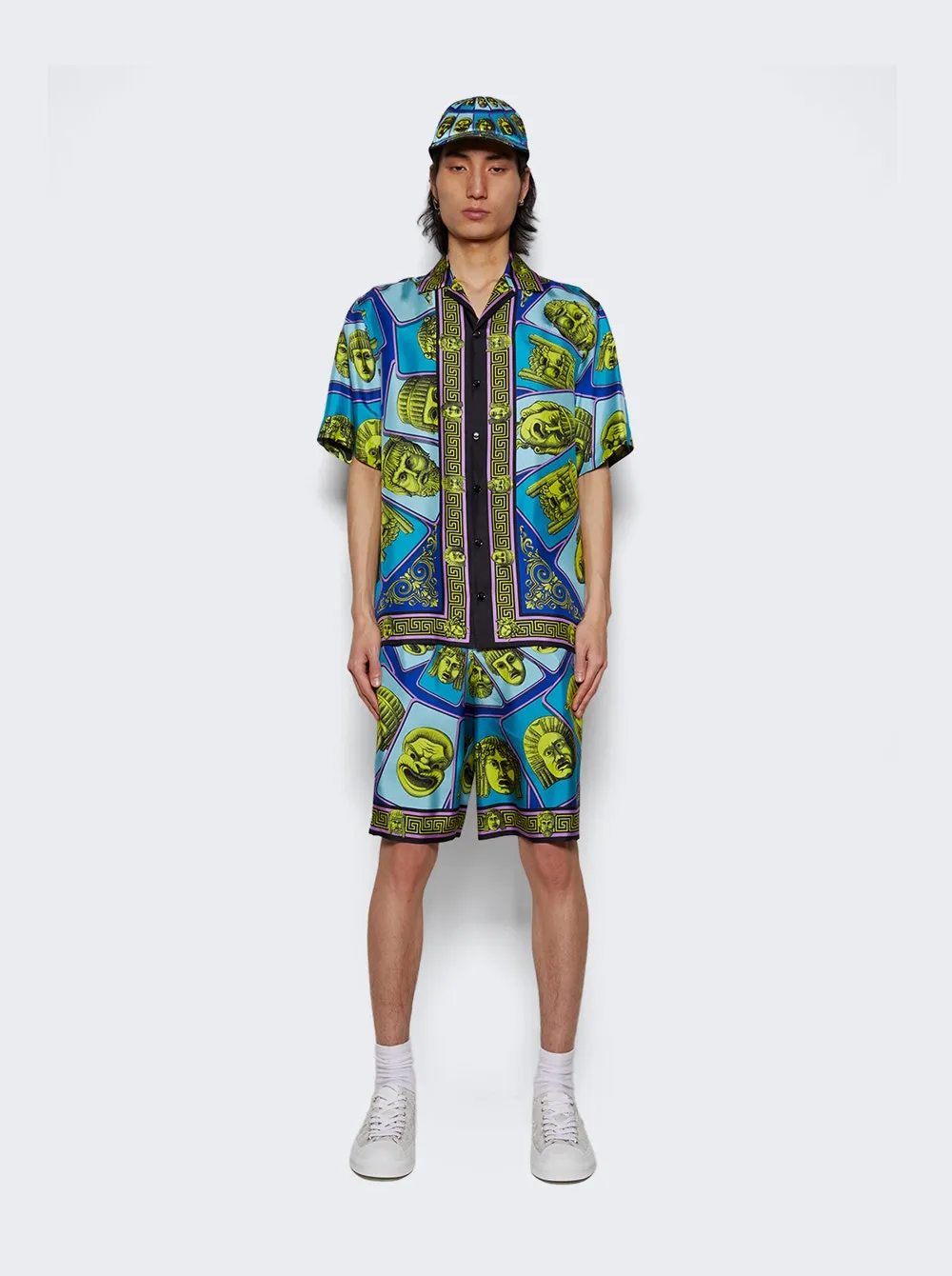 Twill Silk Mask Print Shorts