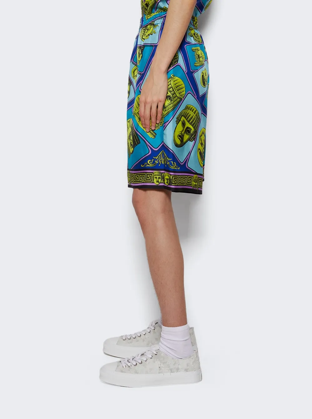 Twill Silk Mask Print Shorts