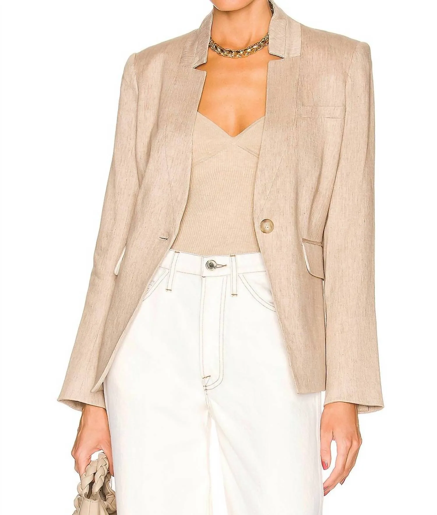 Upcollar Dickey Jacket In Beige