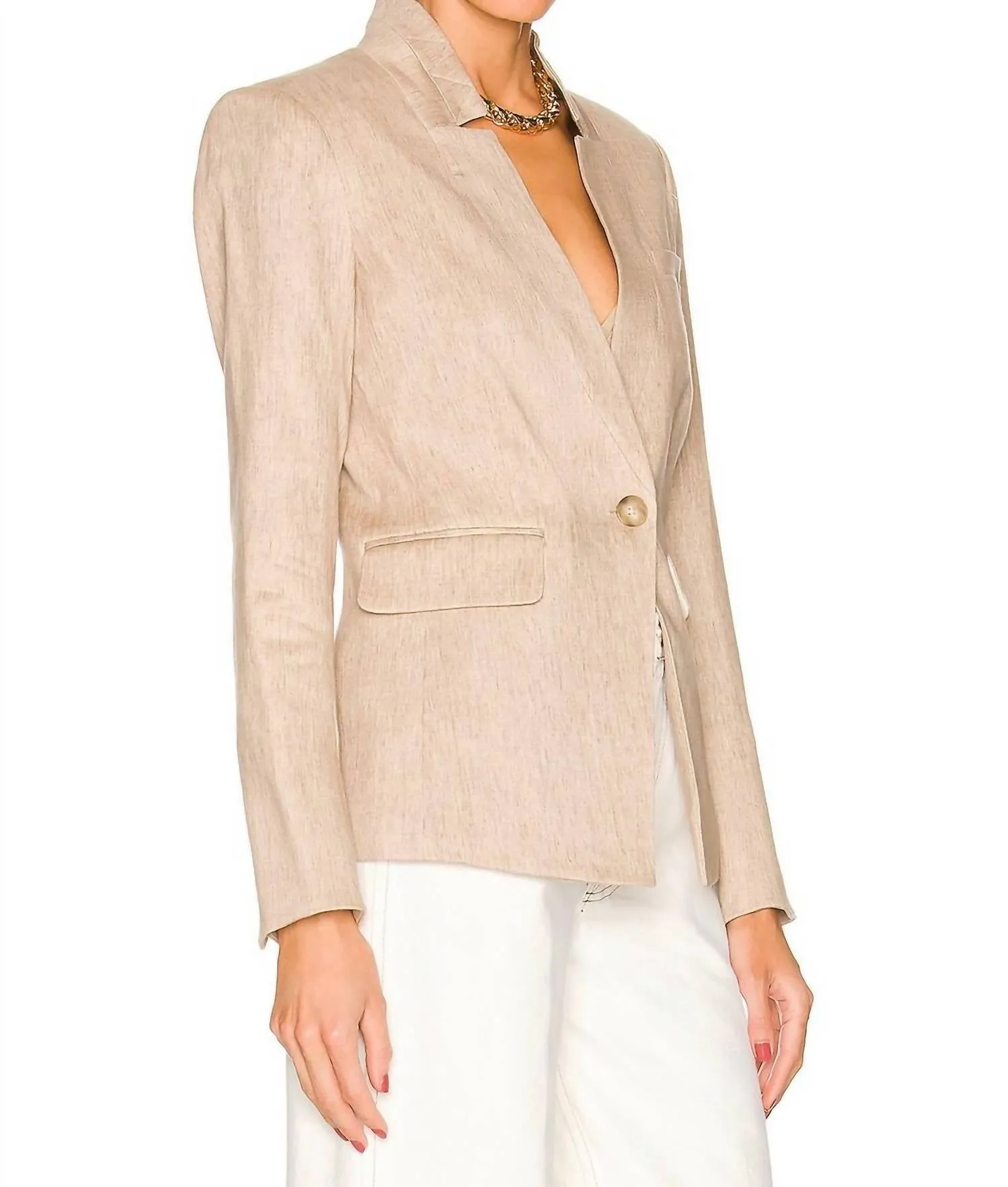 Upcollar Dickey Jacket In Beige