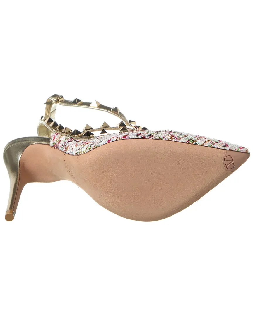 Valentino Rockstud 100 Tweed & Leather Pump