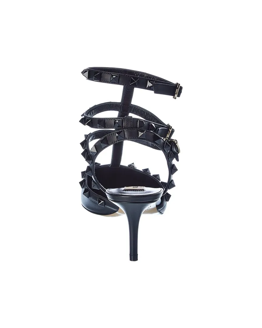 Valentino Rockstud Caged 65 Leather Ankle Strap Pump