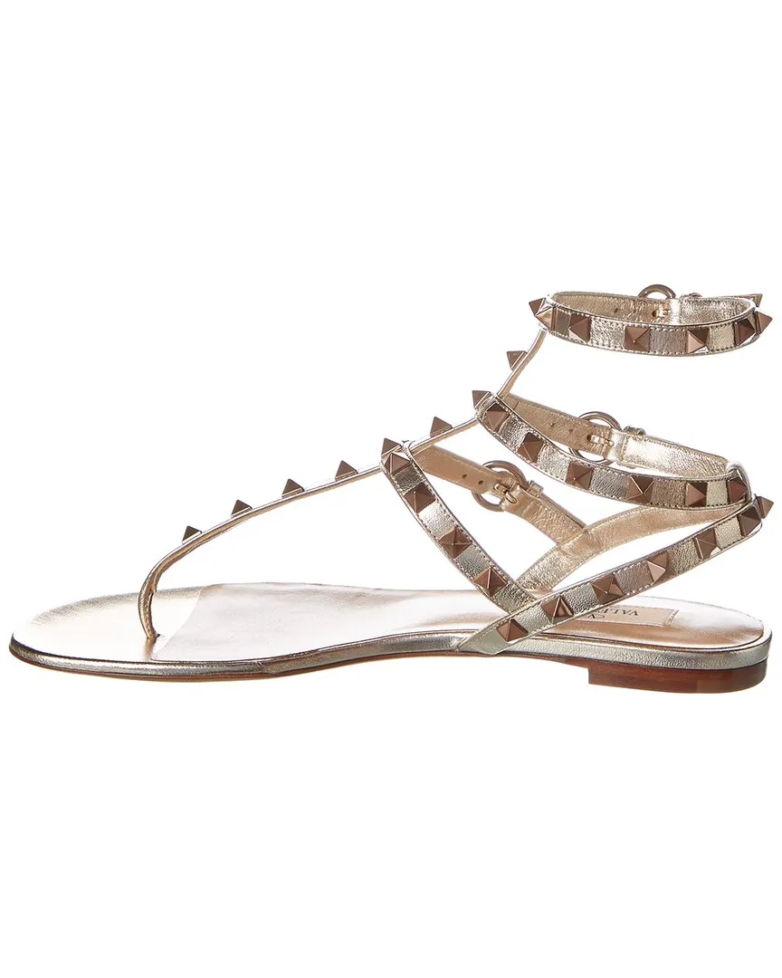 Valentino Rockstud Caged Leather Ankle Strap Sandal