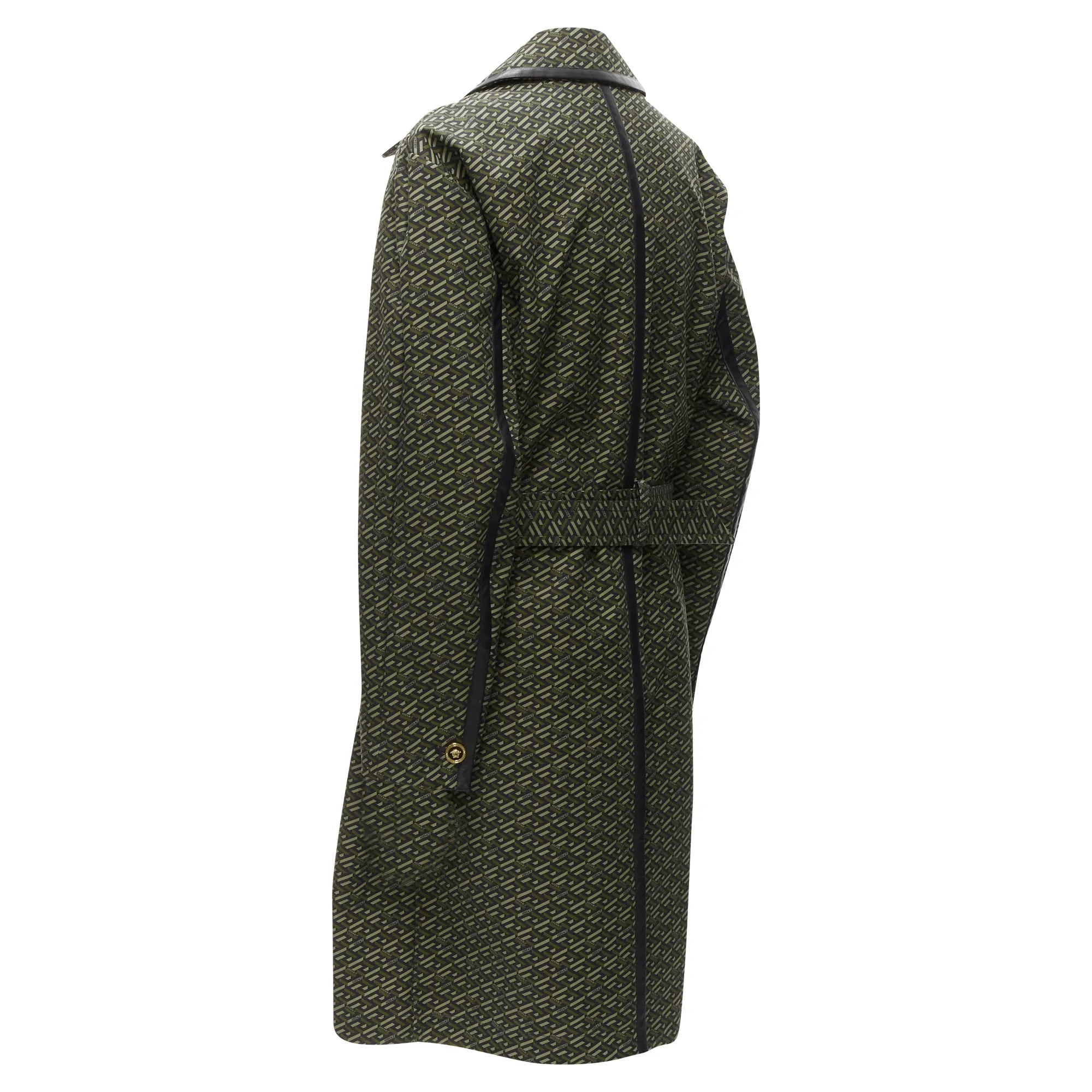 Versace La Greca graphic leather Medusa Mac trench coat