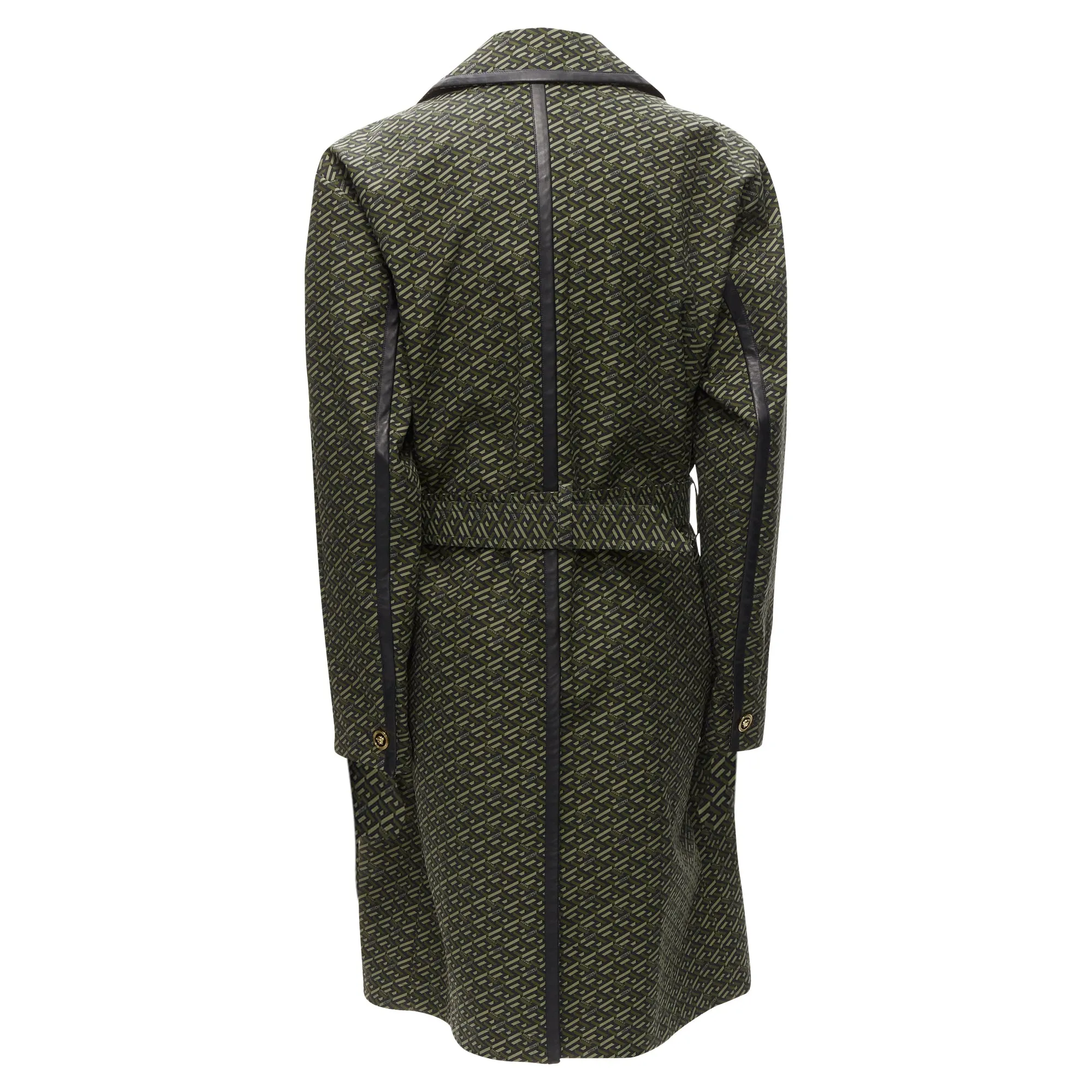 Versace La Greca graphic leather Medusa Mac trench coat