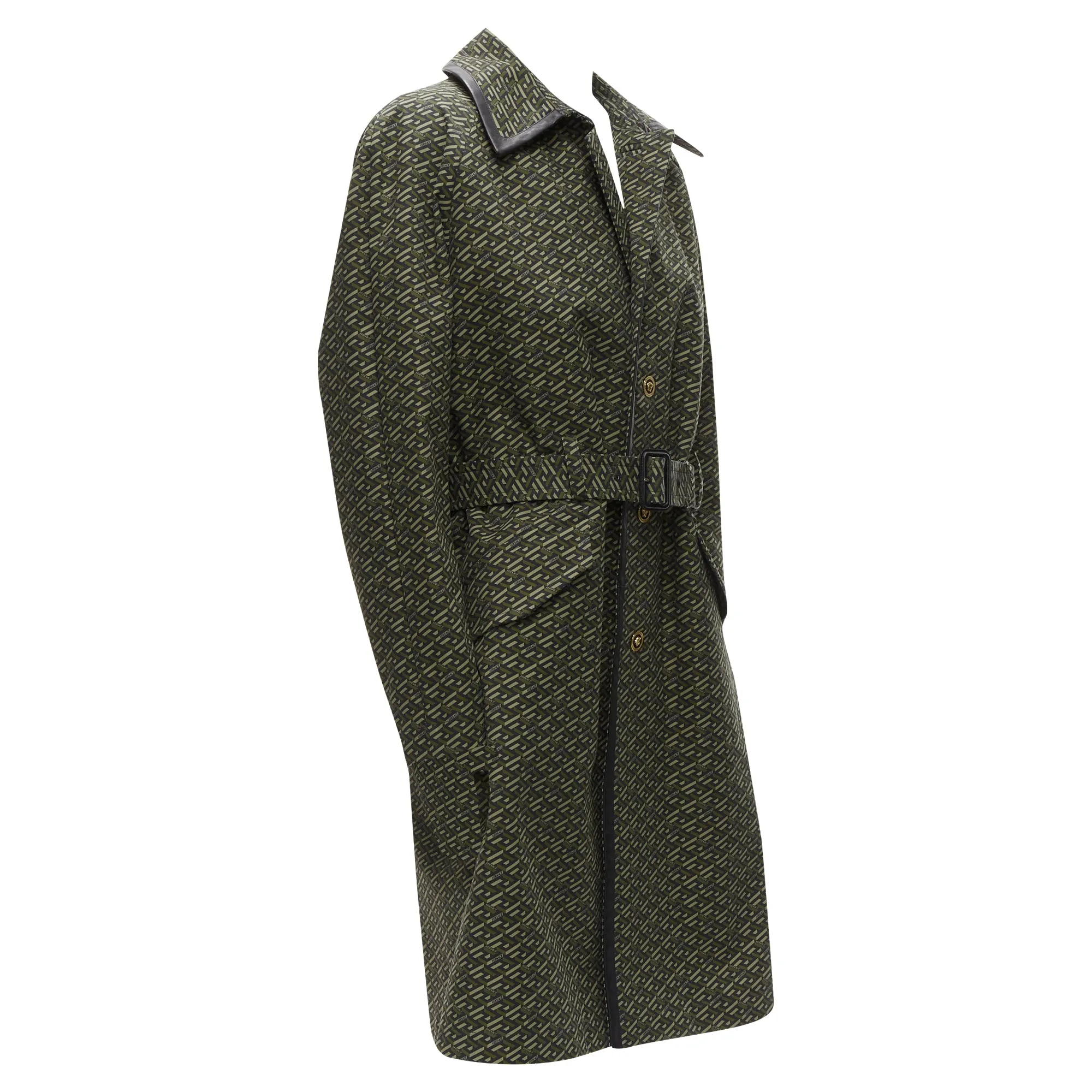 Versace La Greca graphic leather Medusa Mac trench coat