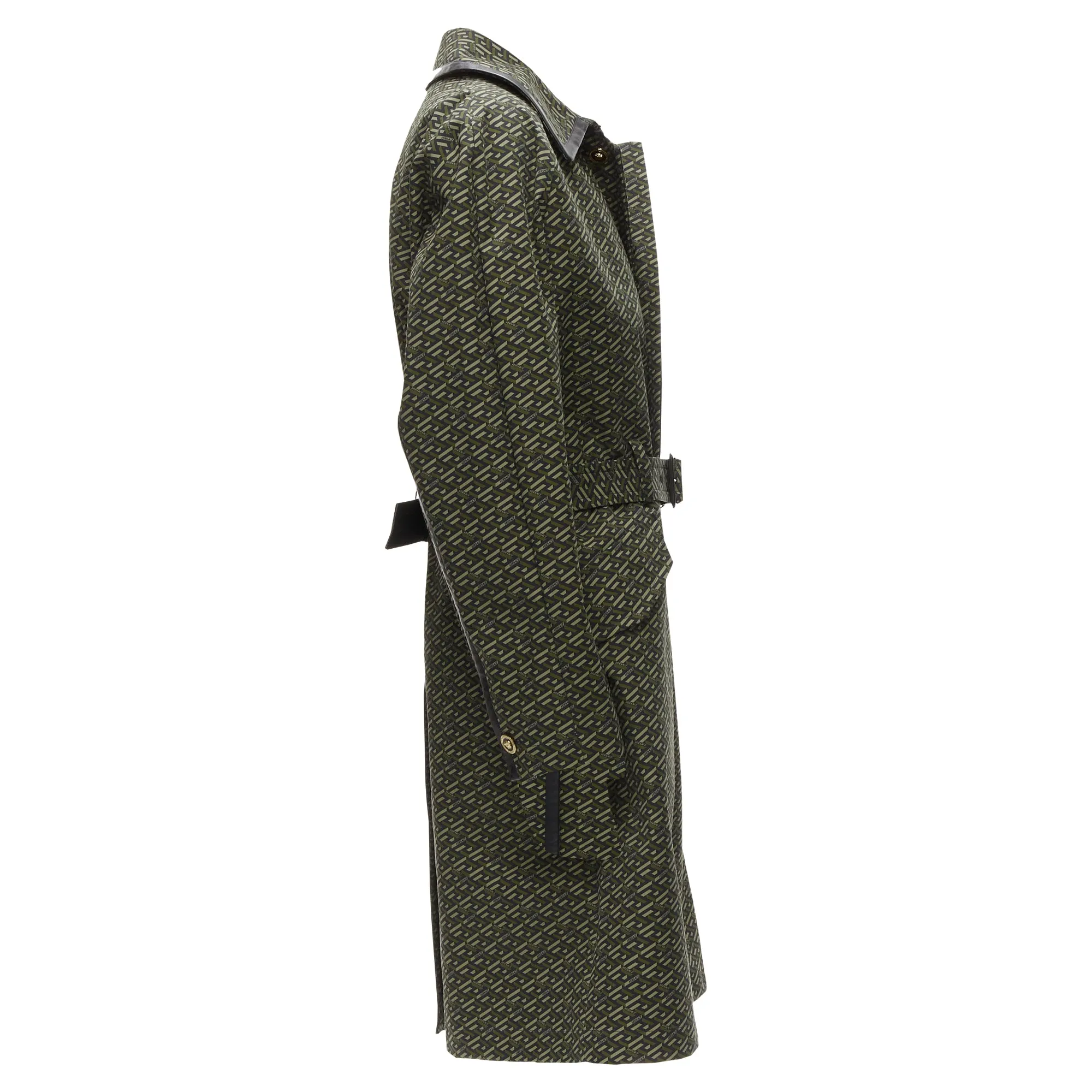 Versace La Greca graphic leather Medusa Mac trench coat
