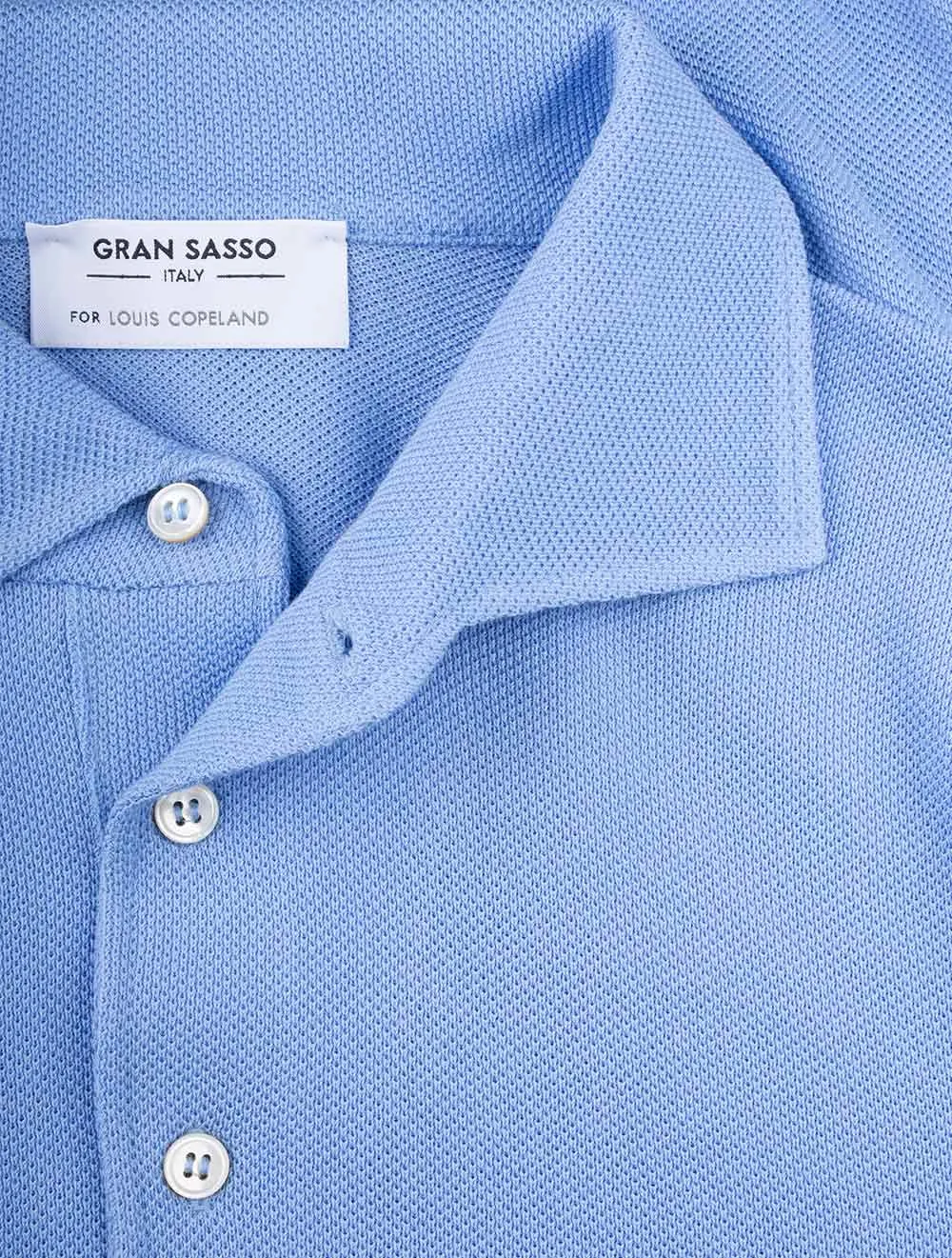 Weave Short Sleeve 3 button Polo Blue