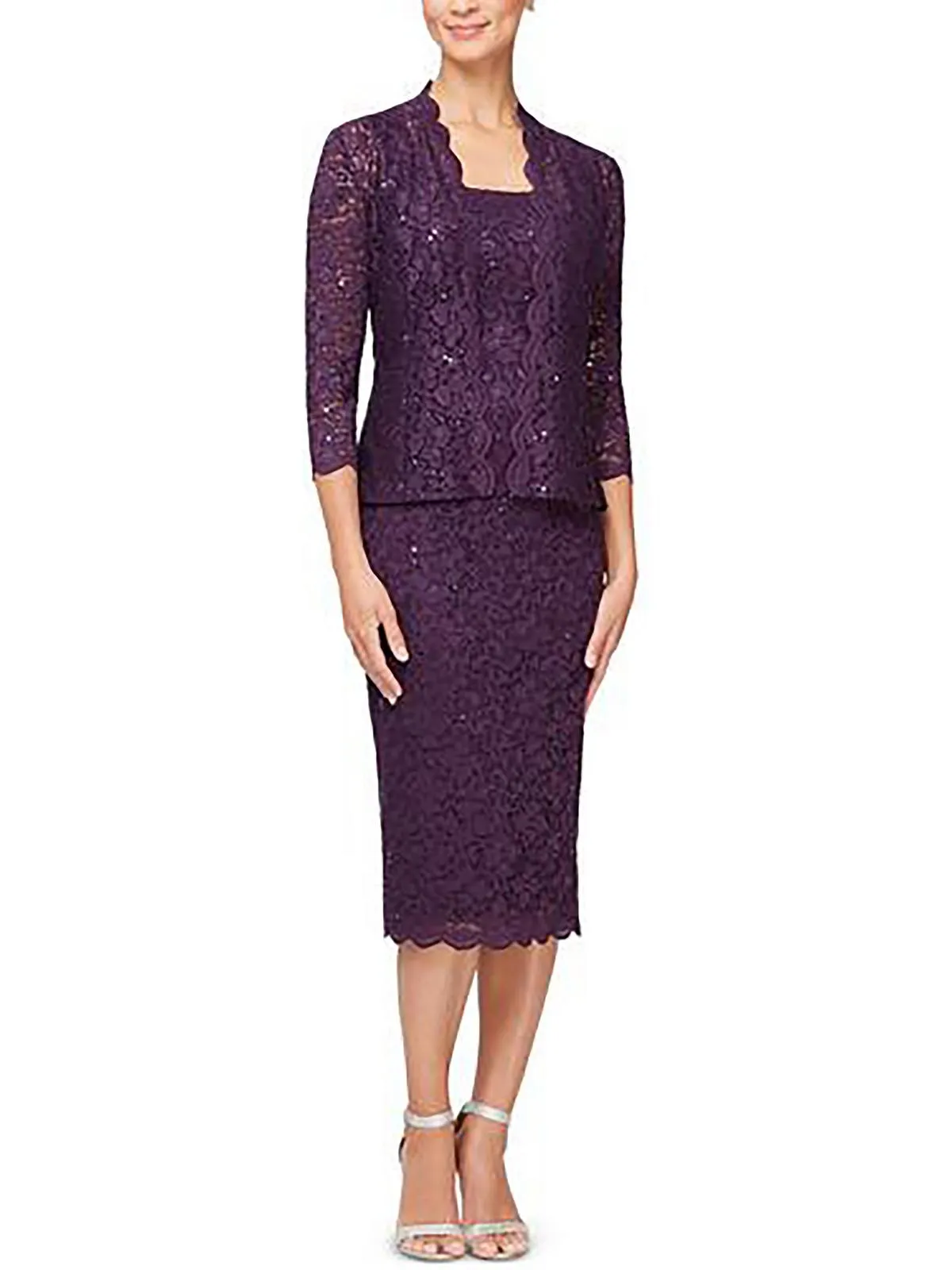 Womens Lace Open Front Collarless Blazer