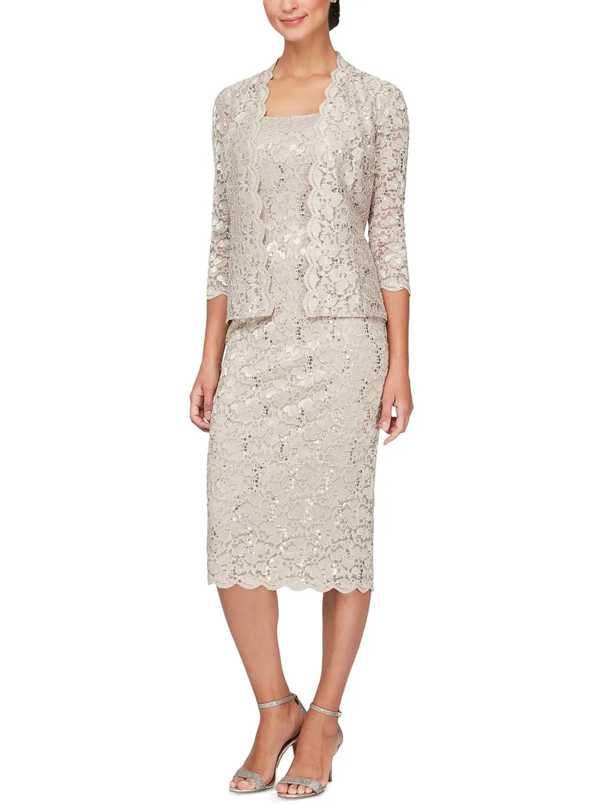 Womens Lace Open Front Collarless Blazer