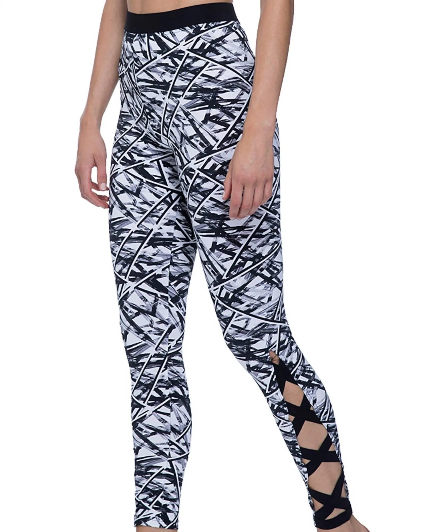 Women's Strappy Sides Long Swim Leggings In Off Track
