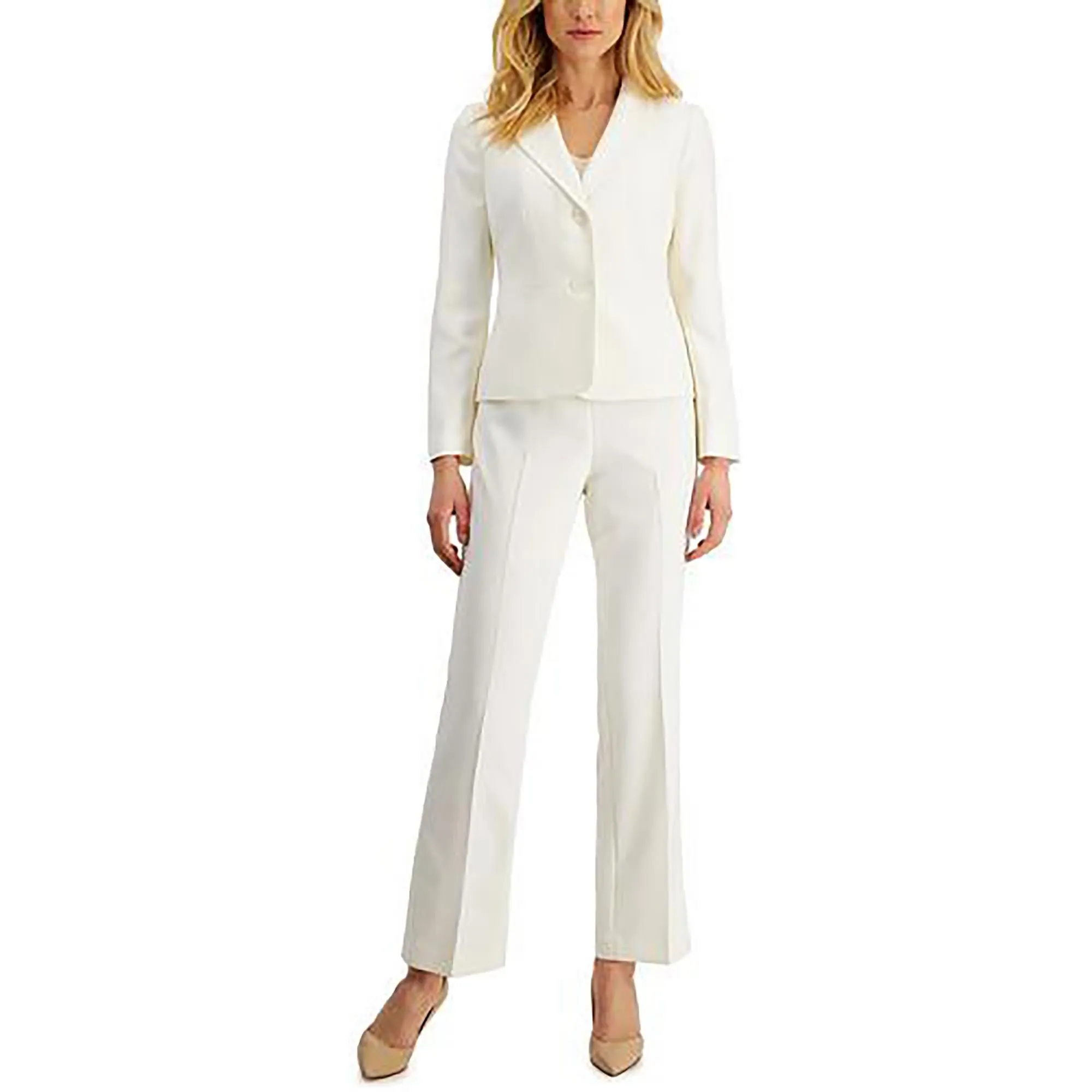 Womens Twill Heathered Two-Button Blazer