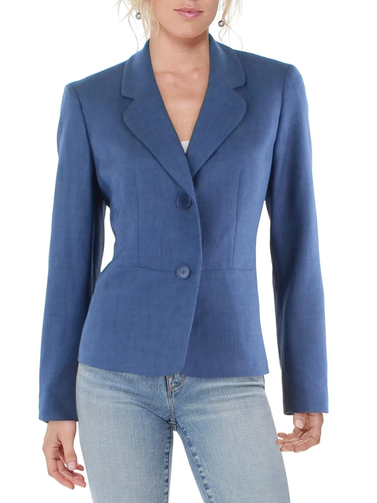 Womens Twill Heathered Two-Button Blazer