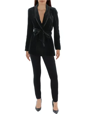 Womens Velvet Shawl Collar One-Button Blazer