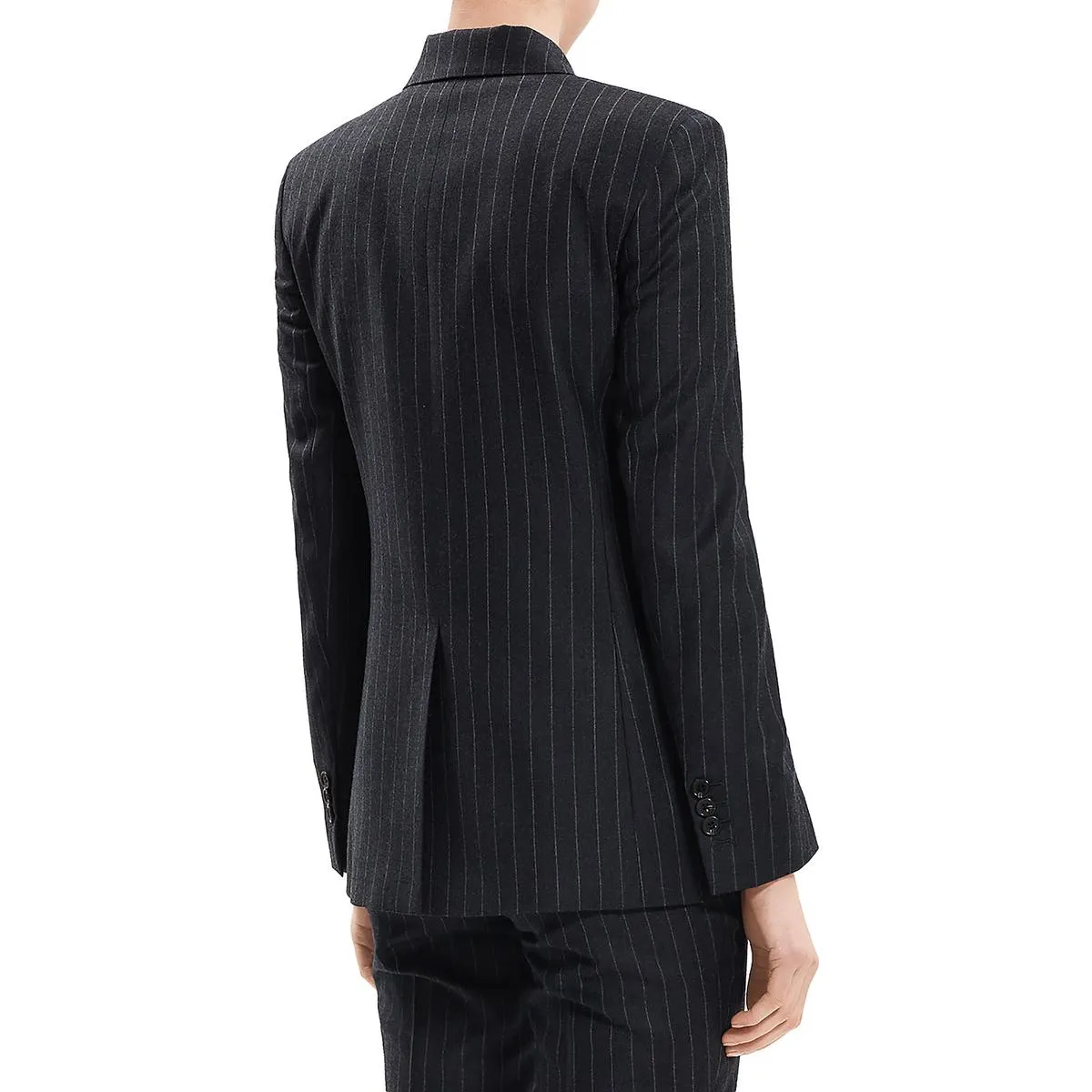 Womens Wool Pinstripe Double-Breasted Blazer