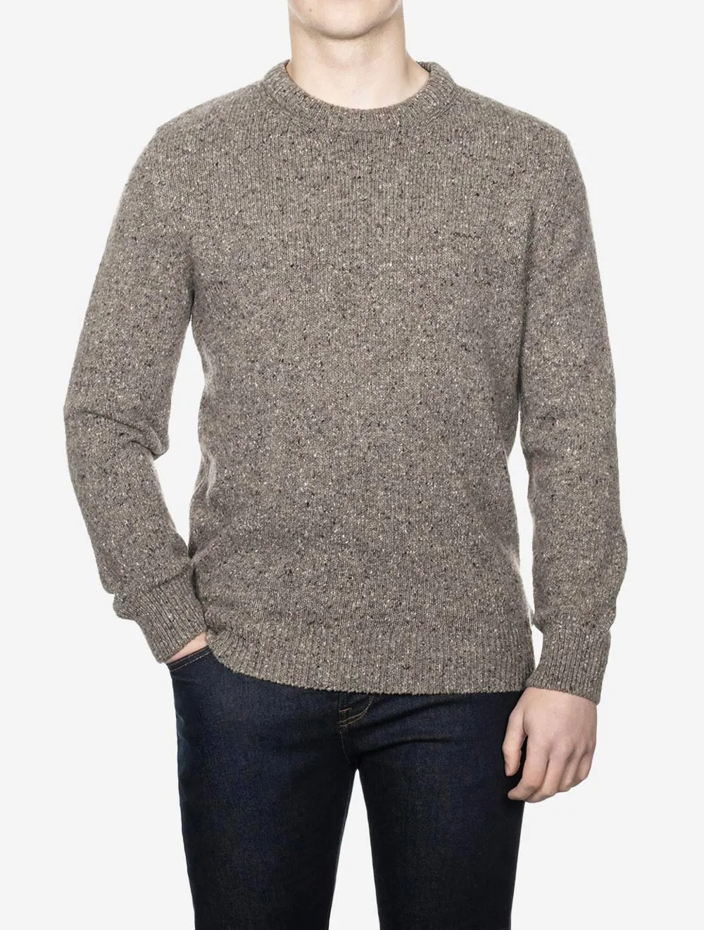 Wool Neps Crew Neck Dark Grey Melange
