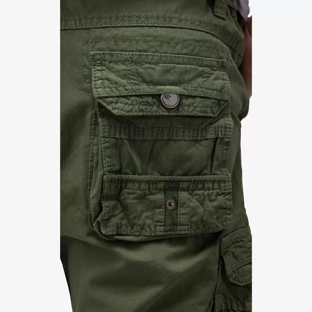 XRAY XMS-19026 Cargo Shorts Men's Green Cotton Knee Length Belted Zip Fly MXX55