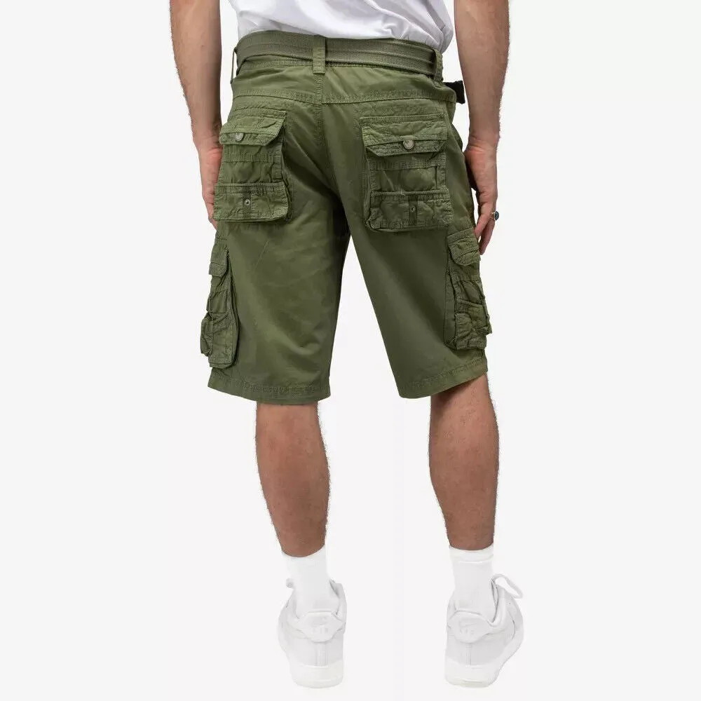 XRAY XMS-19026 Cargo Shorts Men's Green Cotton Knee Length Belted Zip Fly MXX55